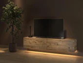 Rami Duvara Monte Led Işıklı, Dolaplı Tv Ünitesi - Tv Sehpası - Minifiksli - Atlantik Çam thumbnail 3