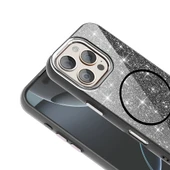 iPhone 16 Pro Max Kılıf Magsafe Şarj Özellikli Parlayan Simli Okso Kapak thumbnail 5