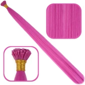 Fiber Sentetik Boncuk Kaynaklık Renkli Saç - Açık Fuşya - 100 Adet thumbnail 1