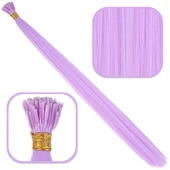 Fiber Sentetik Boncuk Kaynaklık Renkli Saç - Lila - 100 Adet thumbnail 1