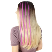 Fiber Sentetik Boncuk Kaynaklık Renkli Saç - Açık Fuşya - 100 Adet thumbnail 2