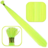 Fiber Sentetik Boncuk Kaynaklık Renkli Saç - Neon Sarı - 100 Adet thumbnail 1