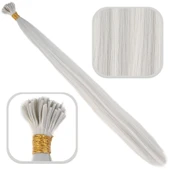 Fiber Sentetik Boncuk Kaynaklık Renkli Saç - Açık Gri - 100 Adet thumbnail 1