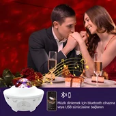 Anaway Shopping Galaksi Projektör Gece Lambası, Yıldızlı Gece Lambası, Okyanus Dalgası Dönen Su Dalgası Bluetooth Zamanlayıcı Uzaktan Kumandalı Müzik Çalar, - 3