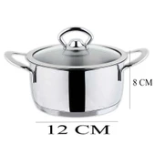 Cam Kapaklı Mini Çelik Tencere Seti 12 ve 14 CM - 2