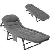 Ayt Sunup SN-26974 Taşınabilir Ayarlanabilir 5 Kademe Sünger Kamp Yatak Şezlong Açık Gri Kamp Yatağı thumbnail 4