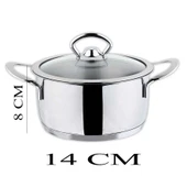 Cam Kapaklı Mini Çelik Tencere Seti 12 ve 14 CM - 3