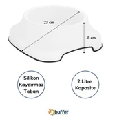 Silikon Kaydırmaz Taban Plastik Kedi ve Köpek Mama ve Su Kabı 2 L - 2
