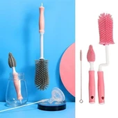 Silikon Uçlu Ekstra Yumuşak Kıllı Sağlam Kavanoz Bardak  Şişe Ve Biberon Temizleme Fırçası - 1