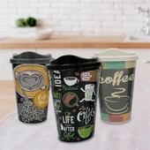 3 Adet Kahve Bardağı Seti Dekoratif Plastik Kahve Muhafaza Bardağı - 4