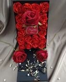 İnci Mode Hoşgeldin Bebek 18+1 Çiçekli Kutu Hediyelik Çiçek Kutusu Siyah Hastaneye Hediye Doğum Hediyesi Bebek Hediyesi Dekoratif - 3