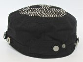 salarticaret Unisex Kuru Kafa Desenli Boncuklu Siyah Şapka - 4