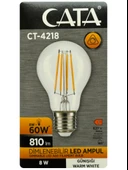 (4 Adet) Cata CT-4218 8W (60W) 3000K (Sarı Işık) Dim Edilebilir E27 Duylu (Kalın Duy) Led Filament Ampul - 2