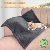 Beylini Kedi Köpek Battaniyesi Premium Peluş Evcil Hayvan Uyku Battaniyesi Yıkanabilir Gri 60x80 - 2