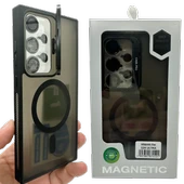 (Gri) iPhone 15 Pro Max - Kılıf Standlı Camera Lensli Magsafe Wireless Şarj Özellikli - 1
