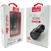 4.1A 38W PD + QC3.0 USB Hızlı Araç Şarj Metal Başlığı Veltex VTX104 - 1