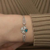 925 Ayar Gümüş Nazarlı Yonca Bileklik - 2