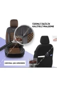 FIRST CLASS Kapitone Kumaş Siyah-Tarçın Deri ORTAPEDİK Oto Kılıfı thumbnail 3