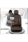 FIRST CLASS Kapitone Kumaş Siyah-Tarçın Deri ORTAPEDİK Oto Kılıfı thumbnail 4