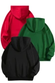 3'lu Paket Baskılı Oversize Unisex Sweatshirt - 4