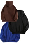 3'lu Paket Baskılı Oversize Unisex Sweatshirt - 6