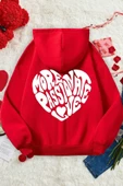 More Love Baskılı  Pamuklu Oversize Sweatshirt thumbnail 4