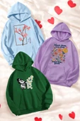 3'lu Paket Baskılı Oversize Unisex Sweatshirt - 1