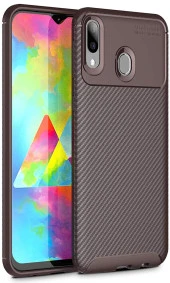 Samsung Galaxy M20 Kılıf Sert Korumalı Zırh Karbon Fiber Kapak - 3