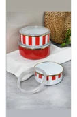 Emaye 3'Lü Kırmızı Çizgili Saklama Kabı 201335 thumbnail 1
