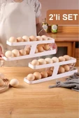 Roll 2'li Set 2 Katlı Yumurta Saklama Kabı Buzdolabı Yumurta Organizeri thumbnail 1