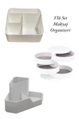 3 Parça Kozmetik Düzenleyici Makyaj Organizer Set- Fırçalık Kalemlik Takı Kutusu thumbnail 2
