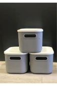 6 Adet 6lt Gri Çok Amaçlı Dolap Içi Düzenleyici Kapaklı Kutu thumbnail 4