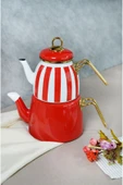 9 Parça Kırmızı Çizgili Emaye Çeyiz Seti thumbnail 4