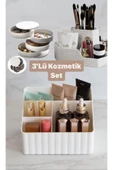 3 Parça Kozmetik Düzenleyici Makyaj Organizer Set- Fırçalık Kalemlik Takı Kutusu thumbnail 1