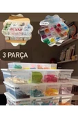 3 Parça Oyuncak Düzenleyici Set - 2 Adet Luna 1 Adet 18 Bölmeli Boncuk Organizer thumbnail 1