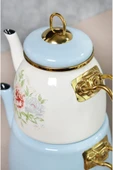 Emaye Çaydanlık Clodia Mavi Çiçekli Retro Çaydanlık 201339 - 3