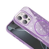 Apple iPhone 16 Pro Max Kılıf Magsafe Şarj Özellikli Parlayan Simli Redclick Okso Kapak - 11