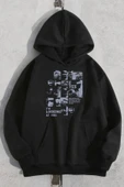 Looking Baskılı Oversize Sweatshirt - 5
