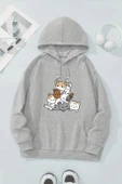 Meow Tatlı Kediler Baskılı Oversize Sweatshirt thumbnail 5