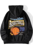 Basketball 76 Baskılı Oversize Sweatshirt thumbnail 3