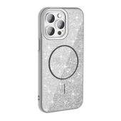 Apple iPhone 14 Pro Max Kılıf Magsafe Şarj Özellikli Parlayan Simli Redclick Okso Kapak - 9
