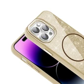 Apple iPhone 14 Pro Max Kılıf Magsafe Şarj Özellikli Parlayan Simli Redclick Okso Kapak - 8