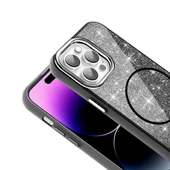 Apple iPhone 14 Pro Max Kılıf Magsafe Şarj Özellikli Parlayan Simli Redclick Okso Kapak - 12