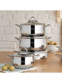 Emsan Cemre İndüksiyon Tabanlı 8 Parça Çelik Tencere Seti thumbnail 1