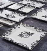 Piatti Naturali 16 Parça 6 Kişilik Black Rose Kahvaltı Takımı Handmade Kahvaltılık Sunum Seti Servis Tabakları - 2