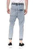 Erkek Yıkamalı Beli ve Paçası Lastikli Şalvar Model Kot Pantolon - 10
