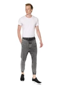 Erkek Yıkamalı Beli ve Paçası Lastikli Şalvar Model Kot Pantolon - 6