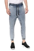 Erkek Yıkamalı Beli ve Paçası Lastikli Şalvar Model Kot Pantolon - 12