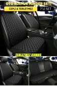 Renault Kangoo Terletmez Kumaş Minder Seti 7 Parça Full Takım siyah-beyaz - 1