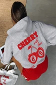 Cherry Baskılı Oversize Sweatshirt thumbnail 5
